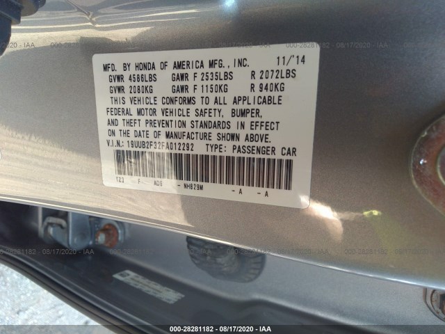 Photo 8 VIN: 19UUB2F32FA012292 - ACURA TLX 