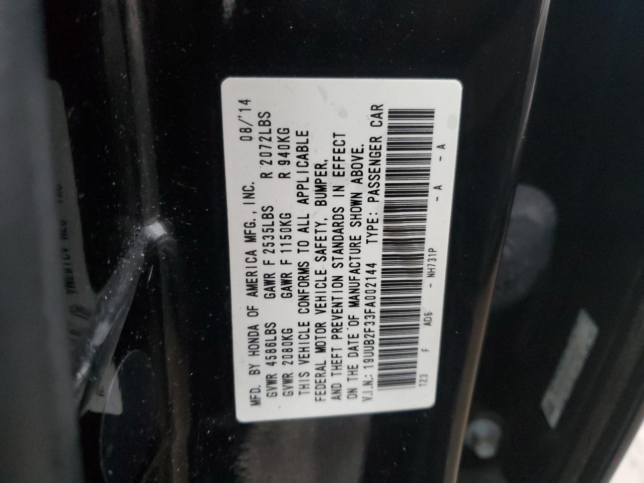 Photo 11 VIN: 19UUB2F33FA002144 - ACURA TLX 