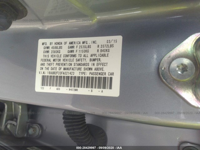 Photo 8 VIN: 19UUB2F33FA021423 - ACURA TLX 