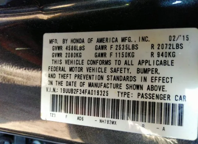 Photo 8 VIN: 19UUB2F34FA019325 - ACURA TLX 