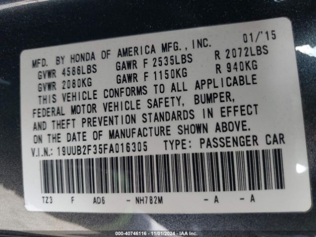 Photo 8 VIN: 19UUB2F35FA016305 - ACURA TLX 