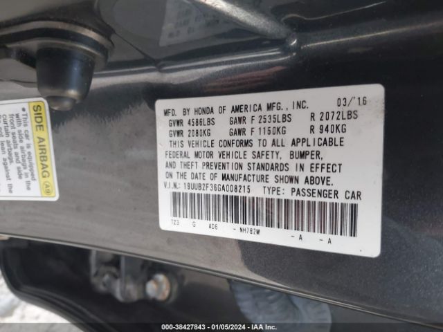 Photo 8 VIN: 19UUB2F36GA008215 - ACURA TLX 