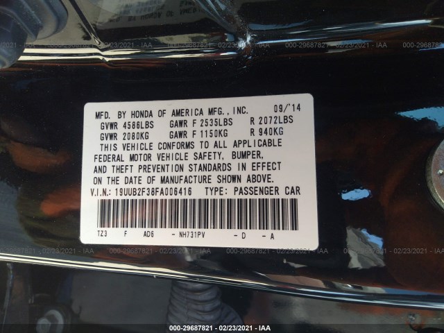 Photo 8 VIN: 19UUB2F38FA006416 - ACURA TLX 