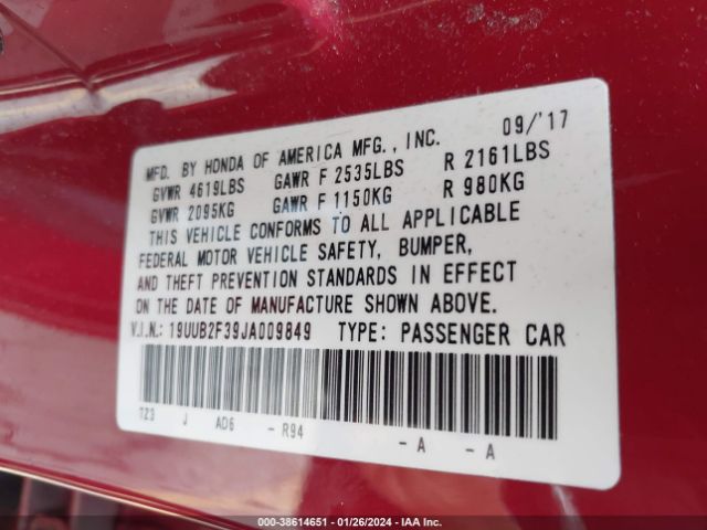 Photo 8 VIN: 19UUB2F39JA009849 - ACURA TLX 