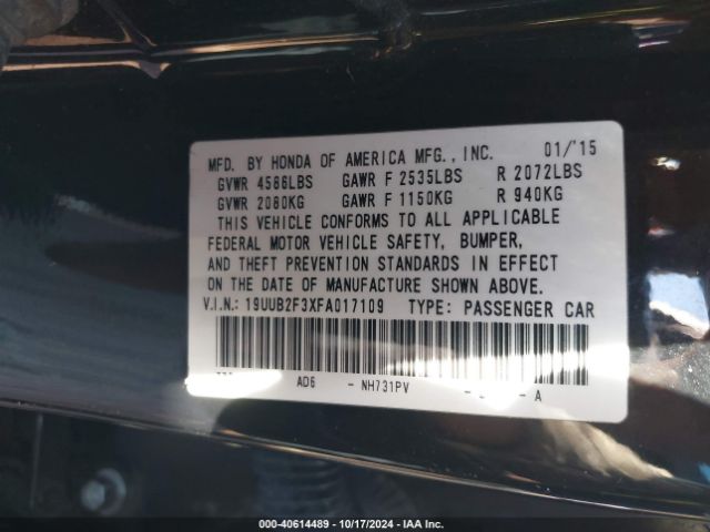 Photo 8 VIN: 19UUB2F3XFA017109 - ACURA TLX 