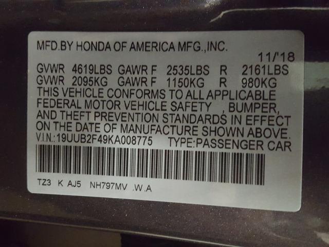 Photo 9 VIN: 19UUB2F49KA008775 - ACURA TLX TECHNO 