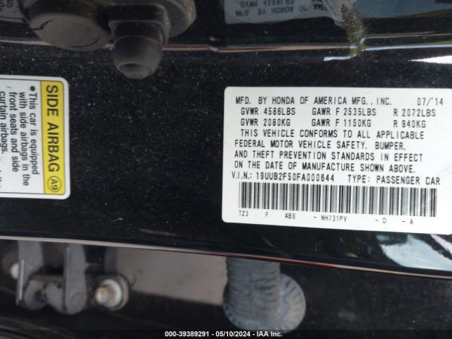 Photo 8 VIN: 19UUB2F50FA000644 - ACURA TLX 