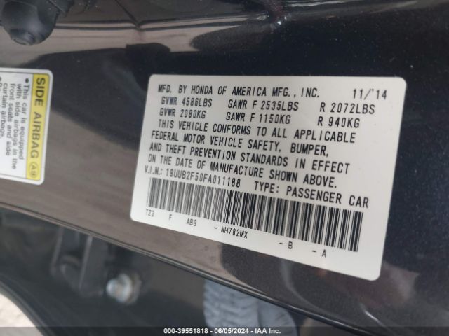 Photo 8 VIN: 19UUB2F50FA011188 - ACURA TLX 