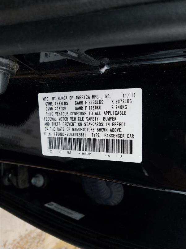 Photo 9 VIN: 19UUB2F50GA002881 - ACURA TLX TECH 