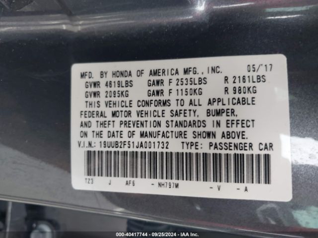 Photo 8 VIN: 19UUB2F51JA001732 - ACURA TLX 