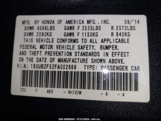 Photo 8 VIN: 19UUB2F52FA002668 - ACURA TLX 