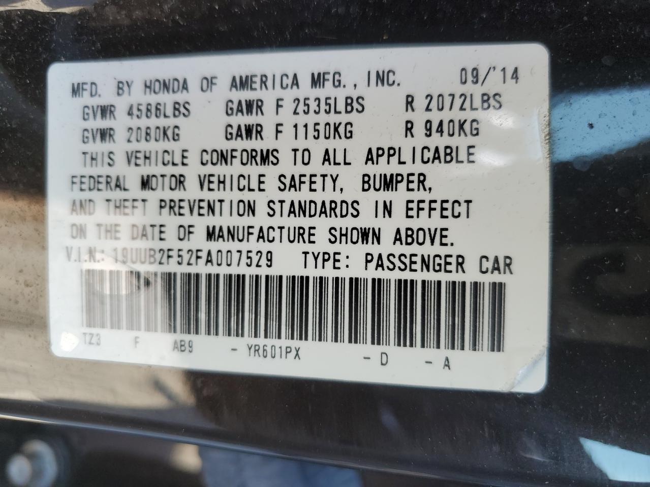 Photo 11 VIN: 19UUB2F52FA007529 - ACURA TLX 