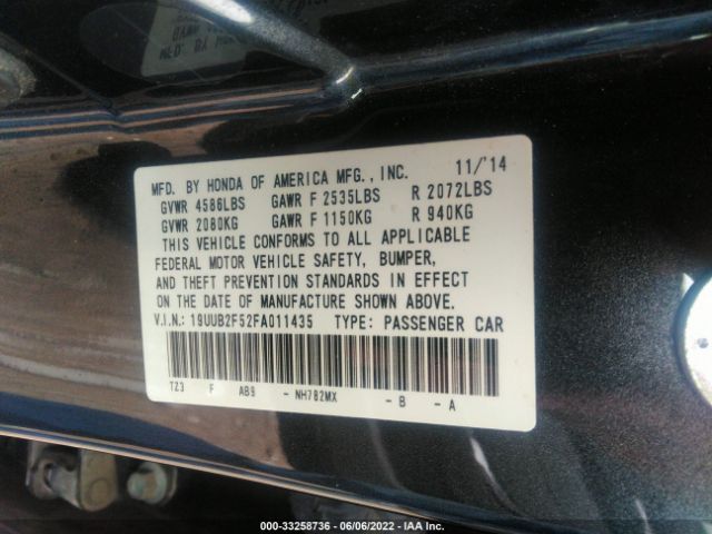 Photo 8 VIN: 19UUB2F52FA011435 - ACURA TLX 