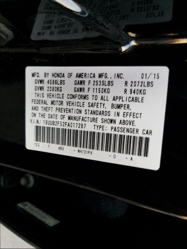 Photo 9 VIN: 19UUB2F52FA017297 - ACURA TLX TECH 