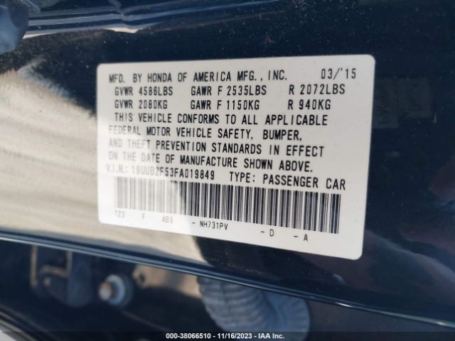 Photo 8 VIN: 19UUB2F53FA019849 - ACURA TLX 