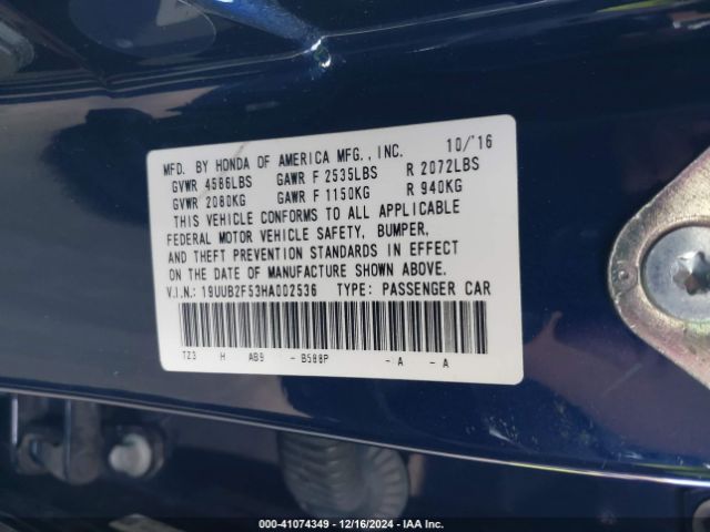 Photo 8 VIN: 19UUB2F53HA002536 - ACURA TLX 