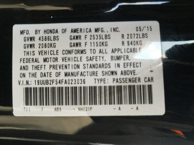 Photo 9 VIN: 19UUB2F54FA023036 - ACURA TLX TECH 