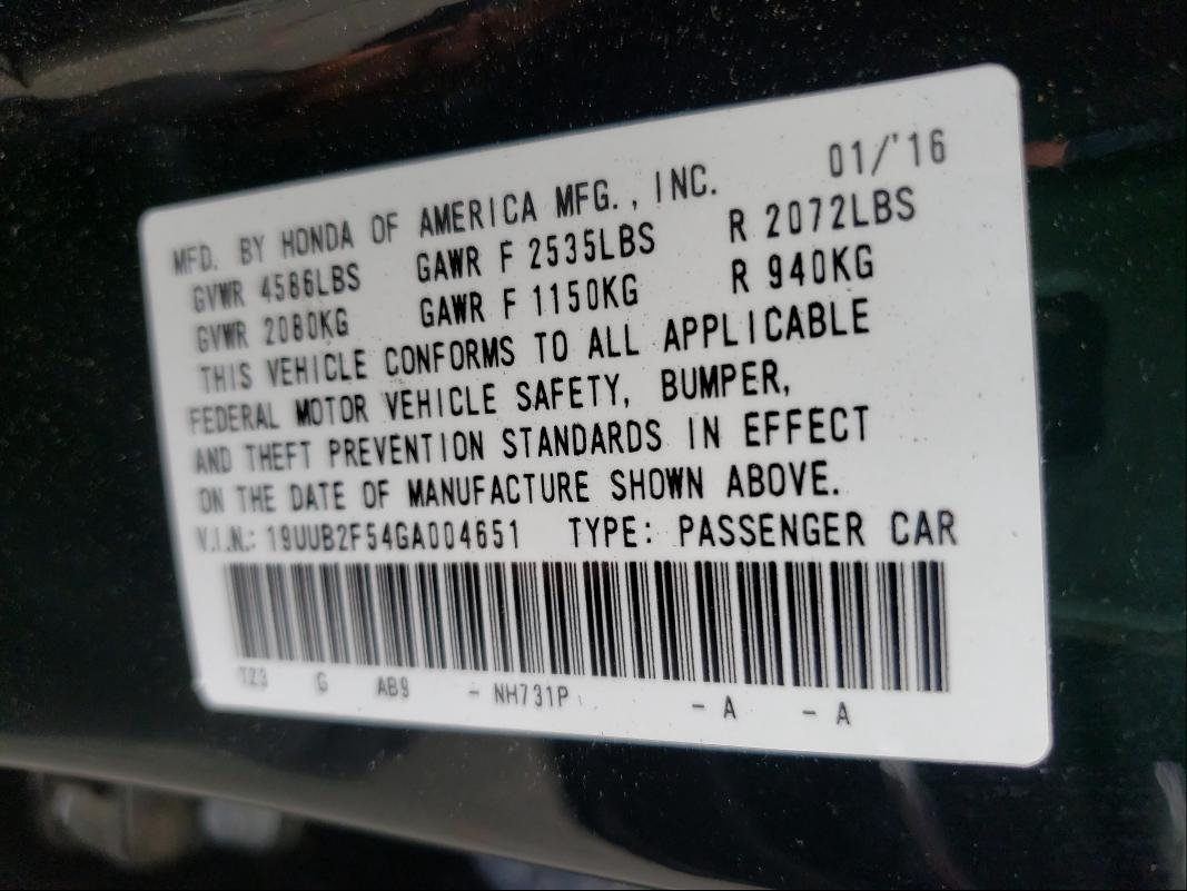 Photo 9 VIN: 19UUB2F54GA004651 - ACURA TLX TECH 