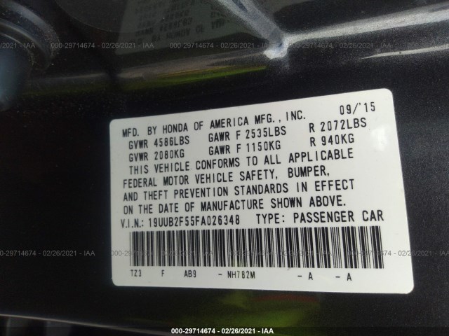 Photo 8 VIN: 19UUB2F55FA026348 - ACURA TLX 