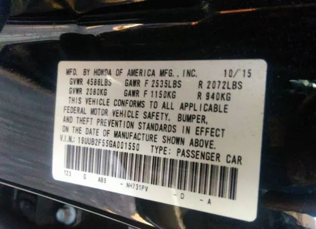 Photo 8 VIN: 19UUB2F55GA001550 - ACURA TLX 