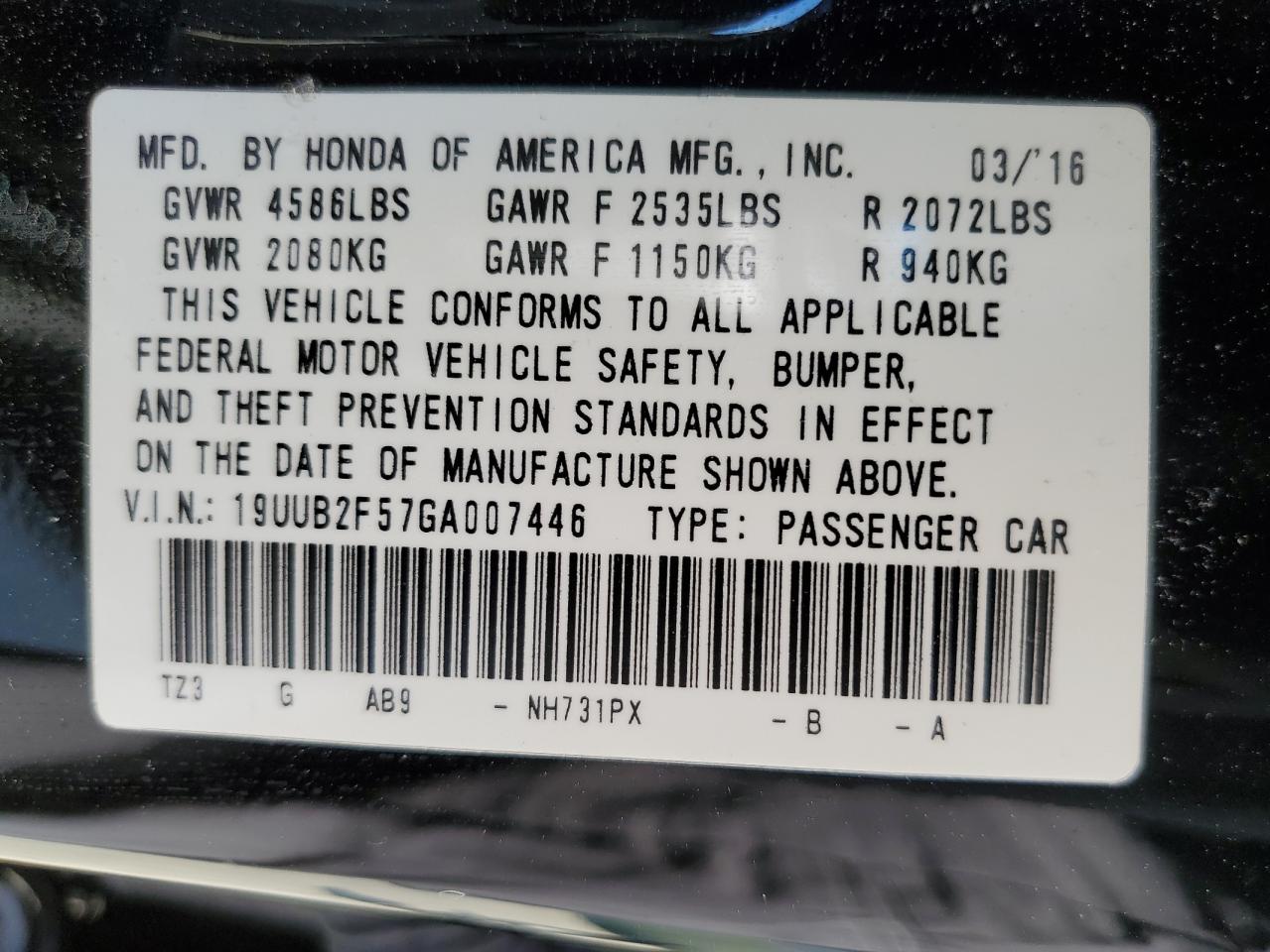 Photo 11 VIN: 19UUB2F57GA007446 - ACURA TLX 