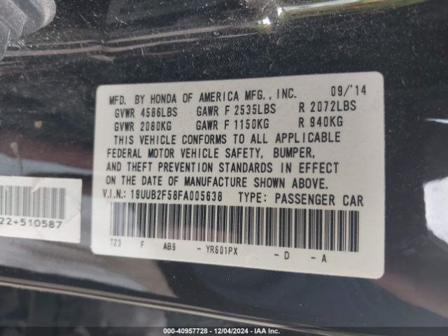 Photo 8 VIN: 19UUB2F58FA005638 - ACURA TLX 