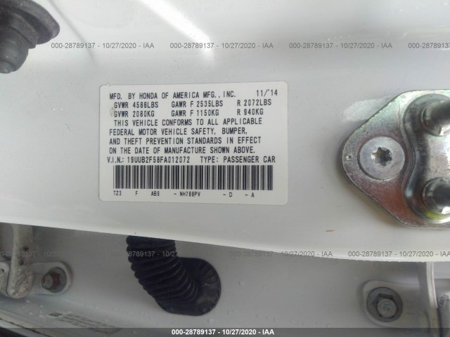 Photo 8 VIN: 19UUB2F58FA012072 - ACURA TLX 