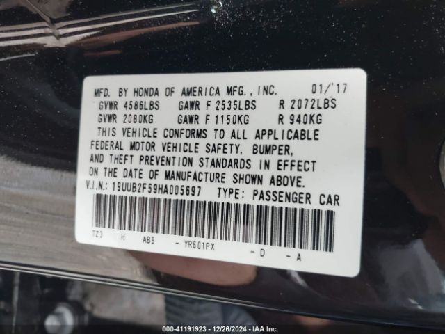 Photo 8 VIN: 19UUB2F59HA005697 - ACURA TLX 