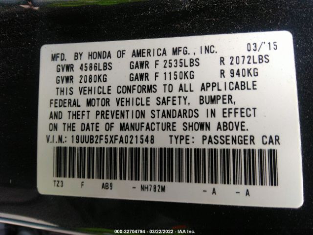 Photo 8 VIN: 19UUB2F5XFA021548 - ACURA TLX 