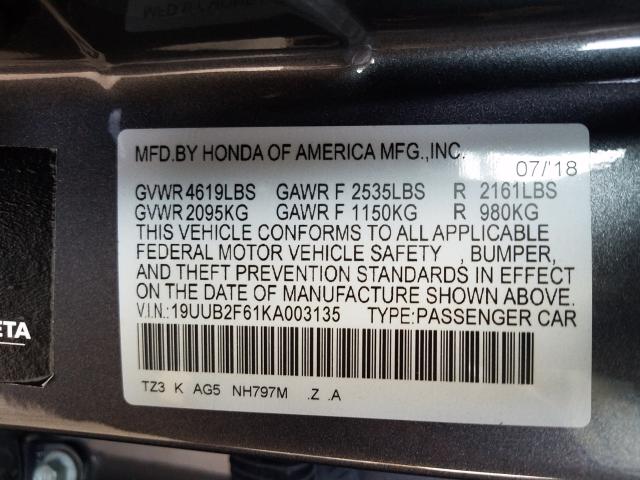 Photo 9 VIN: 19UUB2F61KA003135 - ACURA TLX 