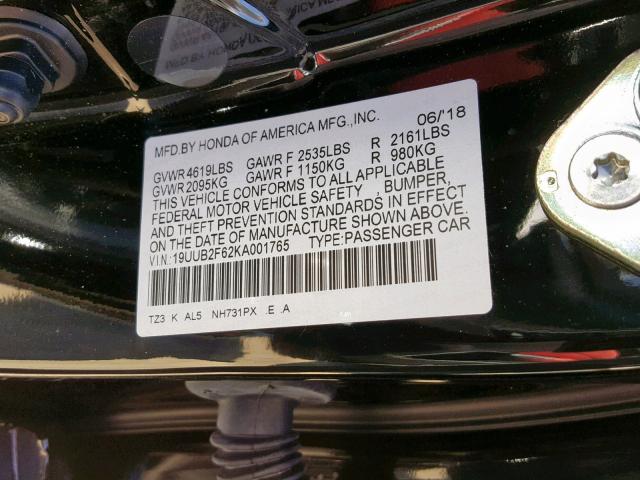 Photo 9 VIN: 19UUB2F62KA001765 - ACURA TLX 