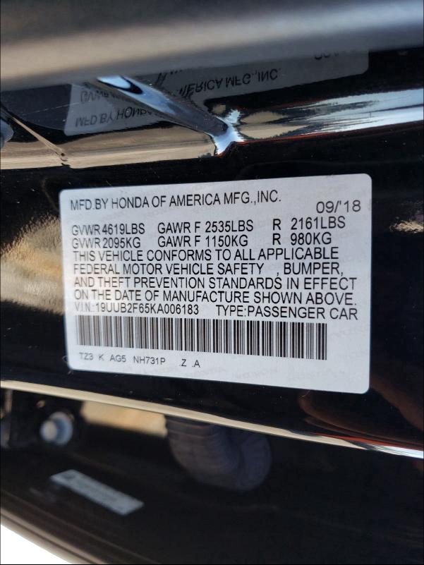 Photo 9 VIN: 19UUB2F65KA006183 - ACURA TLX 