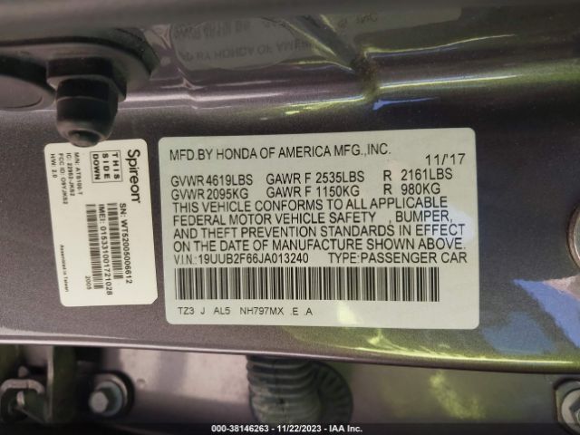 Photo 8 VIN: 19UUB2F66JA013240 - ACURA TLX 