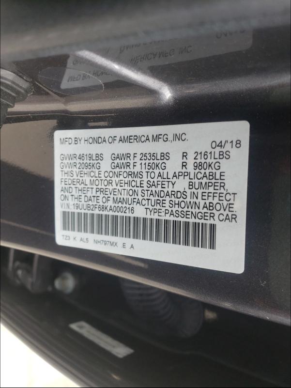 Photo 9 VIN: 19UUB2F68KA000216 - ACURA TLX TECHNO 