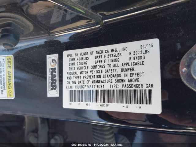 Photo 8 VIN: 19UUB2F74FA019781 - ACURA TLX 