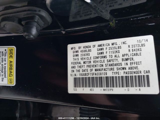 Photo 8 VIN: 19UUB2F75FA008109 - ACURA TLX 