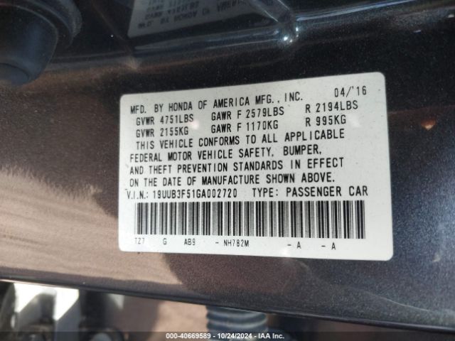 Photo 8 VIN: 19UUB3F51GA002720 - ACURA TLX 