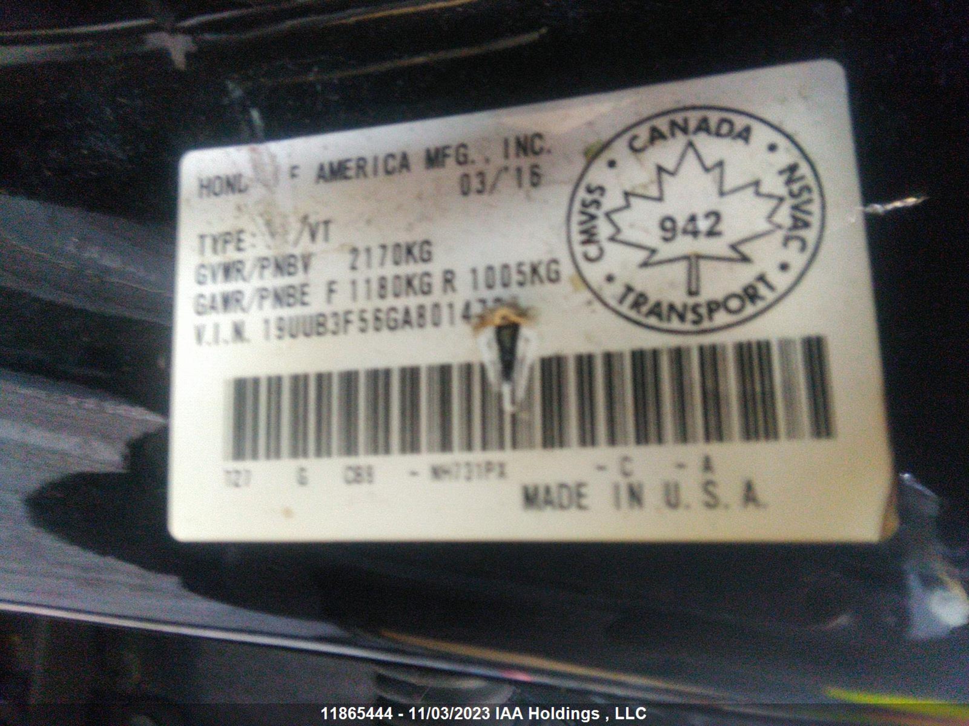 Photo 8 VIN: 19UUB3F56GA801473 - ACURA TLX 