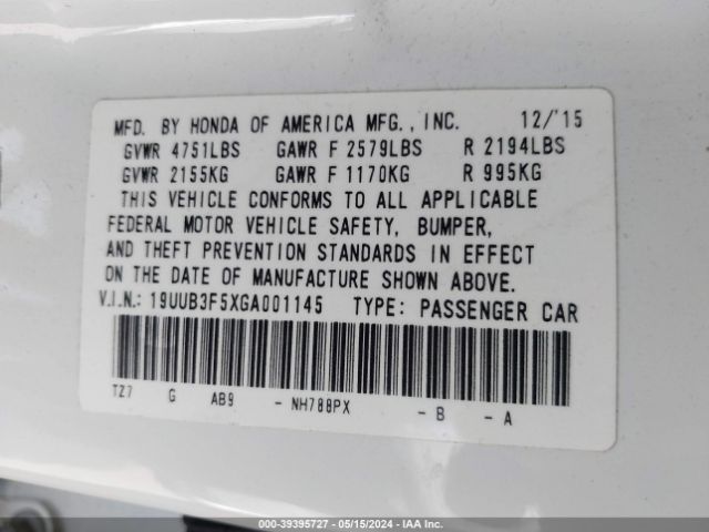 Photo 8 VIN: 19UUB3F5XGA001145 - ACURA TLX 