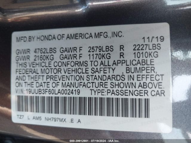 Photo 8 VIN: 19UUB3F60LA002419 - ACURA TLX 