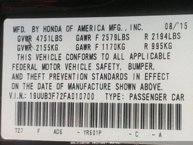 Photo 8 VIN: 19UUB3F72FA010700 - ACURA TLX 