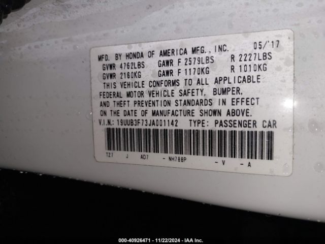 Photo 8 VIN: 19UUB3F73JA001142 - ACURA TLX 