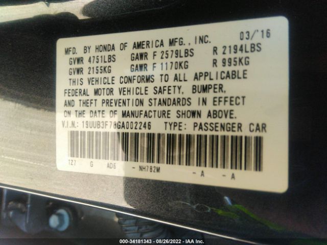 Photo 8 VIN: 19UUB3F78GA002246 - ACURA TLX 