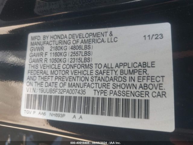 Photo 8 VIN: 19UUB5F32PA007435 - ACURA TLX 