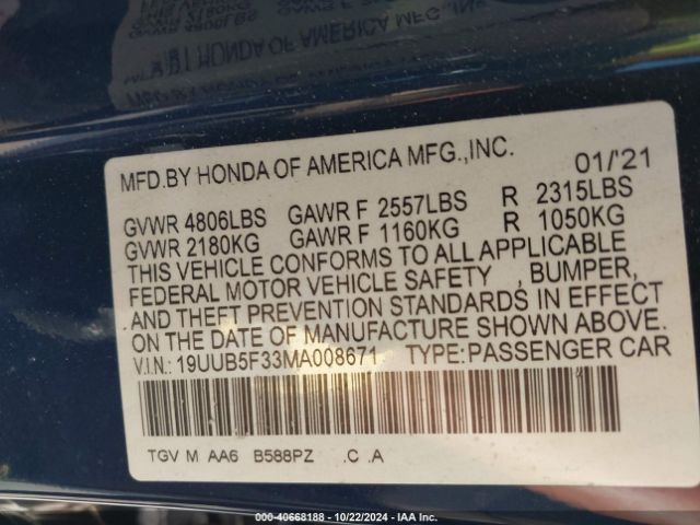 Photo 8 VIN: 19UUB5F33MA008671 - ACURA TLX 