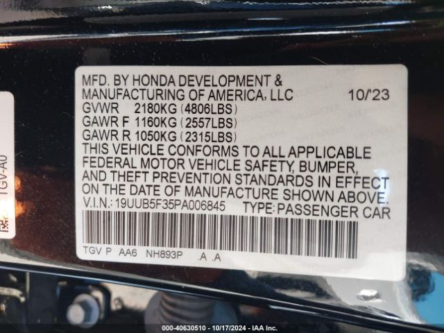 Photo 8 VIN: 19UUB5F35PA006845 - ACURA TLX 