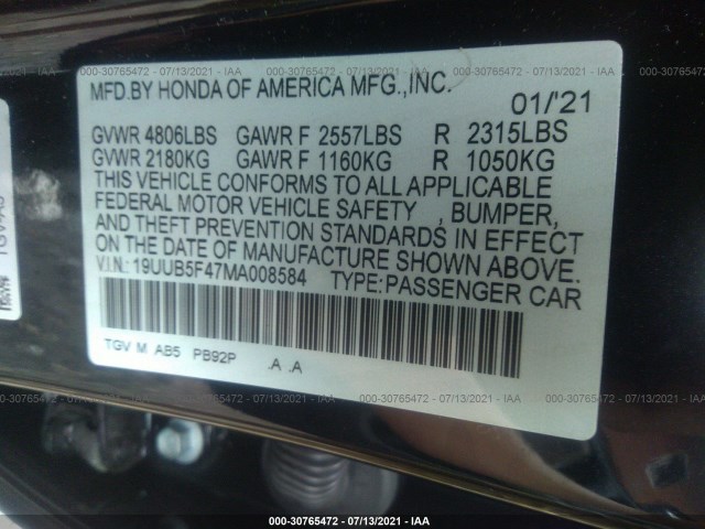 Photo 8 VIN: 19UUB5F47MA008584 - ACURA TLX 