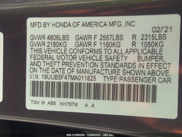 Photo 8 VIN: 19UUB5F47MA011825 - ACURA TLX 