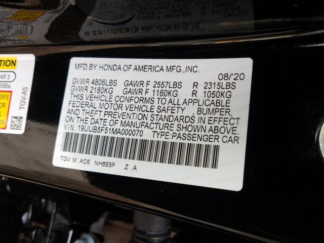 Photo 9 VIN: 19UUB5F51MA000070 - ACURA TLX 