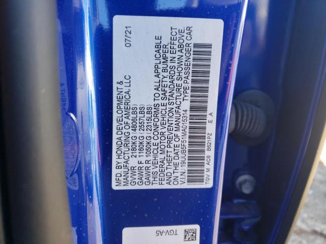 Photo 9 VIN: 19UUB5F51MA015314 - ACURA TLX TECH A 